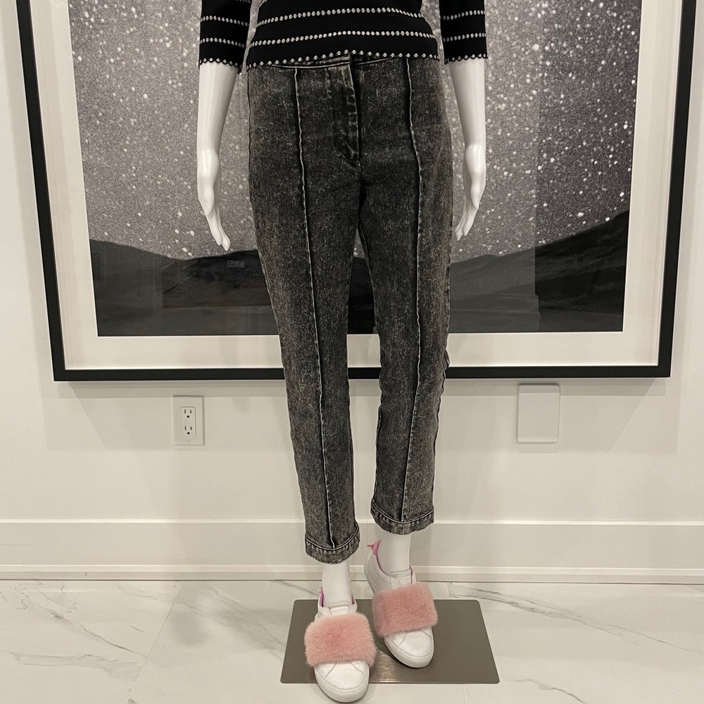 Adam Lippes Acid Washed Straight Leg Cropped Jeans